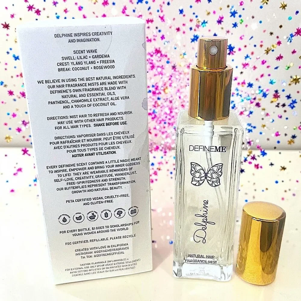 Defineme Fragrance Delphine Anti-Frizz Hair Fragrance Mist New In Box 2 fl Oz